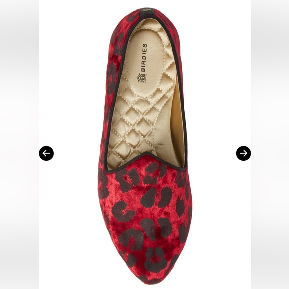 Birdies The Heron Red Black leopard print velvet quilted sole 7.5 Loafers - Picture 12 of 12